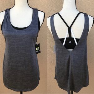 NWT C9 CHAMPION Women Tank 2 in 1 Top Bra Gray M
